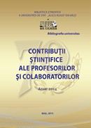 coperta cărţii Contribuţii ştiinţifice ale profesorilor şi colaboratorilor 2014