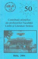 coperta cărţii Contribuţii ştiinţifice ale profesorilor Facultăţii Limbi şi Literaturi Străine